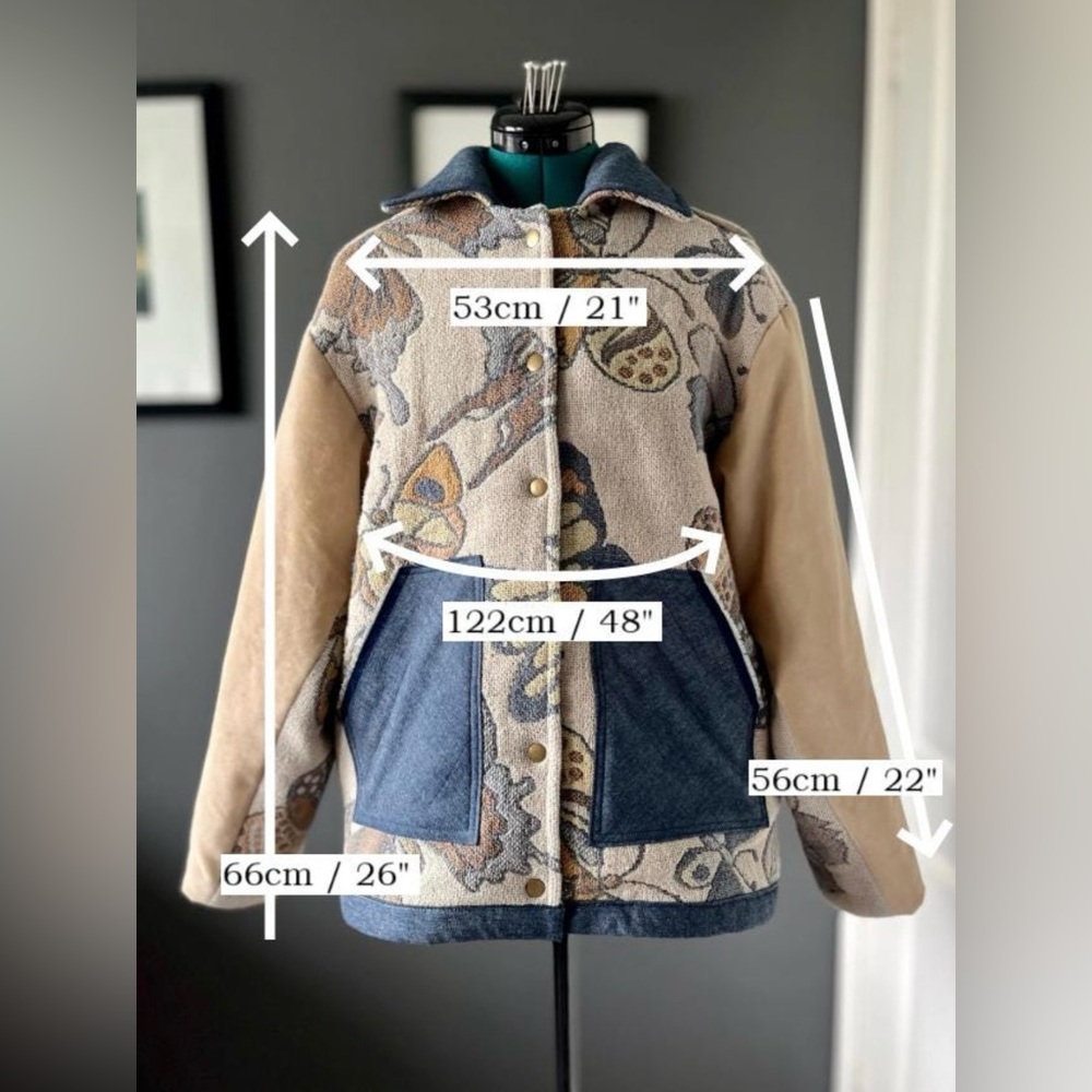Lined butterfly jacket, reworked vintage tapestry blanket, ladies' size S-L - Picture 2 of 11